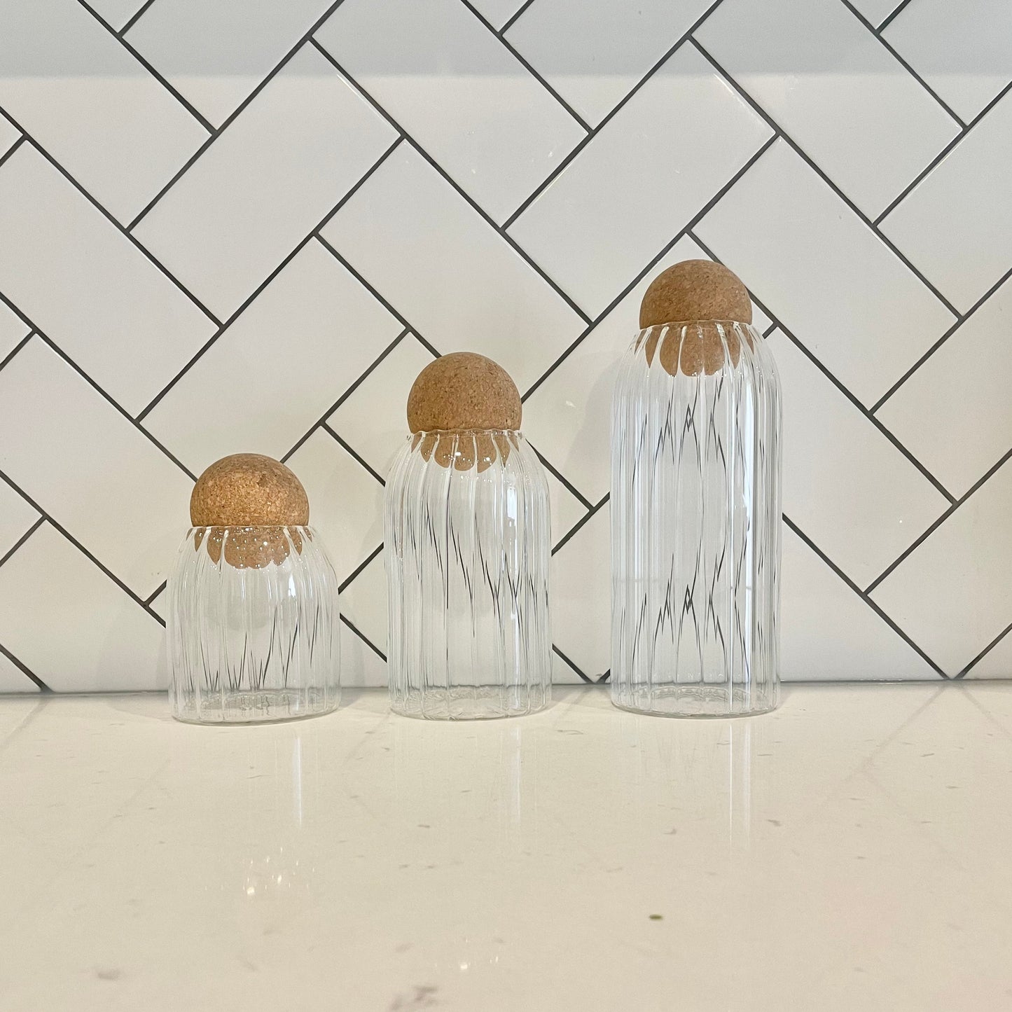 Ribbed Glass Jars